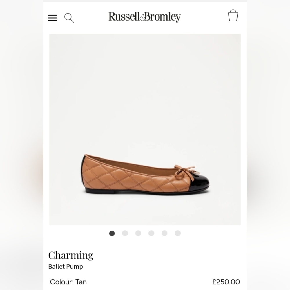 Russell & Bromley Charming Ballet Flat, Women's EU 39.5/US 9, Tan/Black - Picture 6 of 6